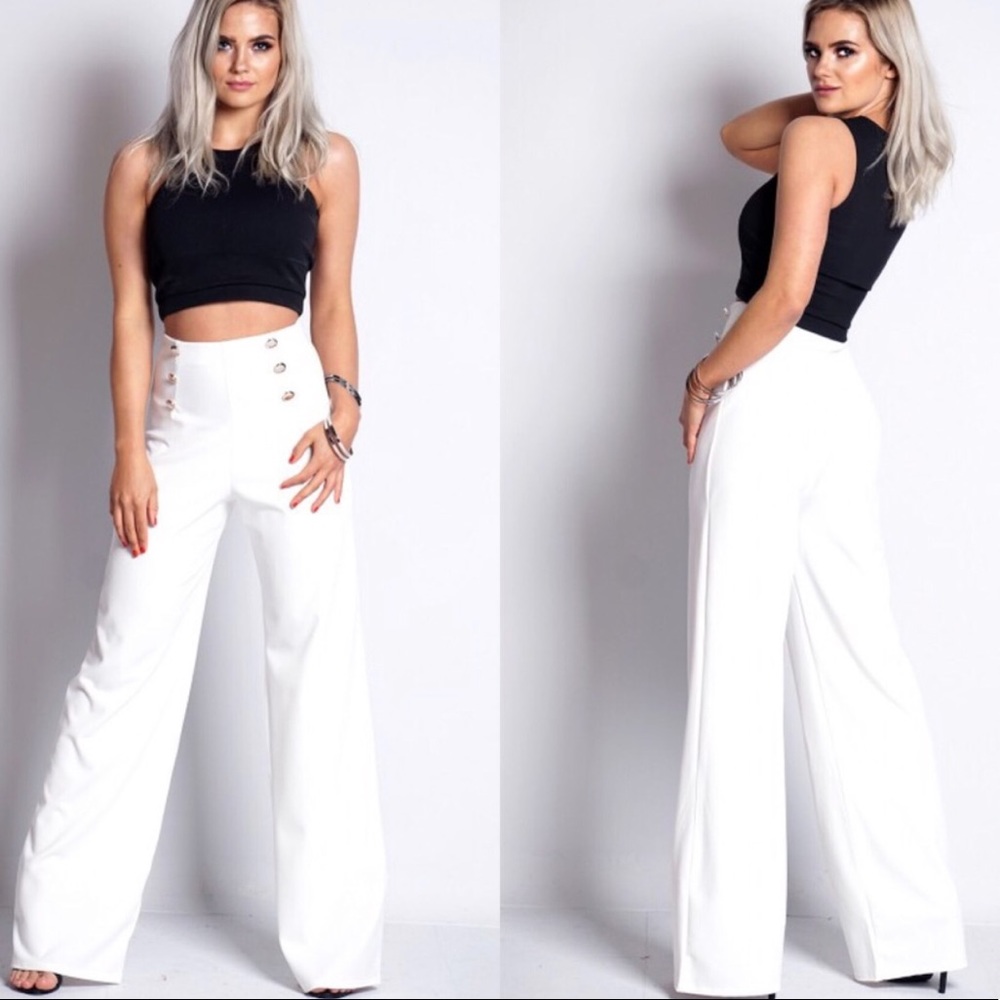 NWT 💥LAST ONE💥 White Wide Leg Trousers - Picture 2 of 2